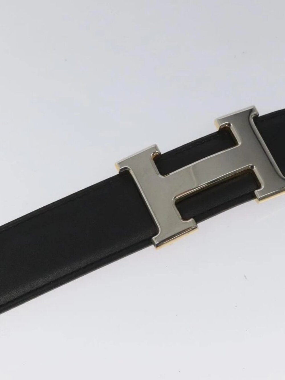 HERMES Twotone Constance H Belt Leather 31.1" Black Auth ki5531 - Picture 8 of 12